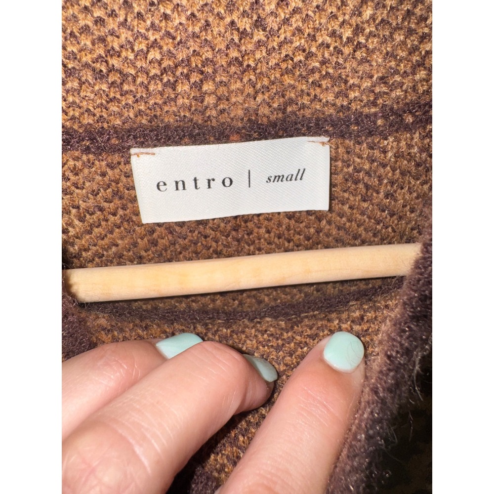 Entro Leopard Print Sweater Womens Brown Mock Neck Wide Sleeve Small T33048 - Picture 5 of 6